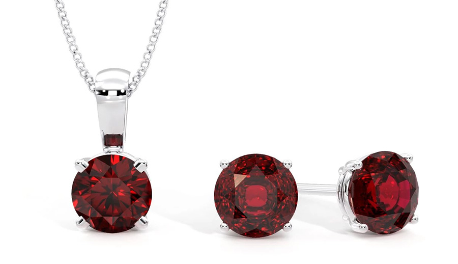 Ruby Pendant Jewellery Set